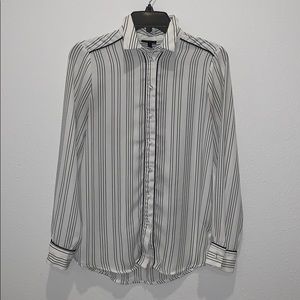 Black/white striped long sleeve blouse